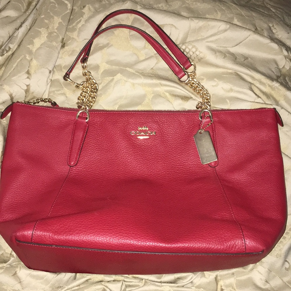 Red Leather Coach Purse GoldHardware LOWEST PRICE